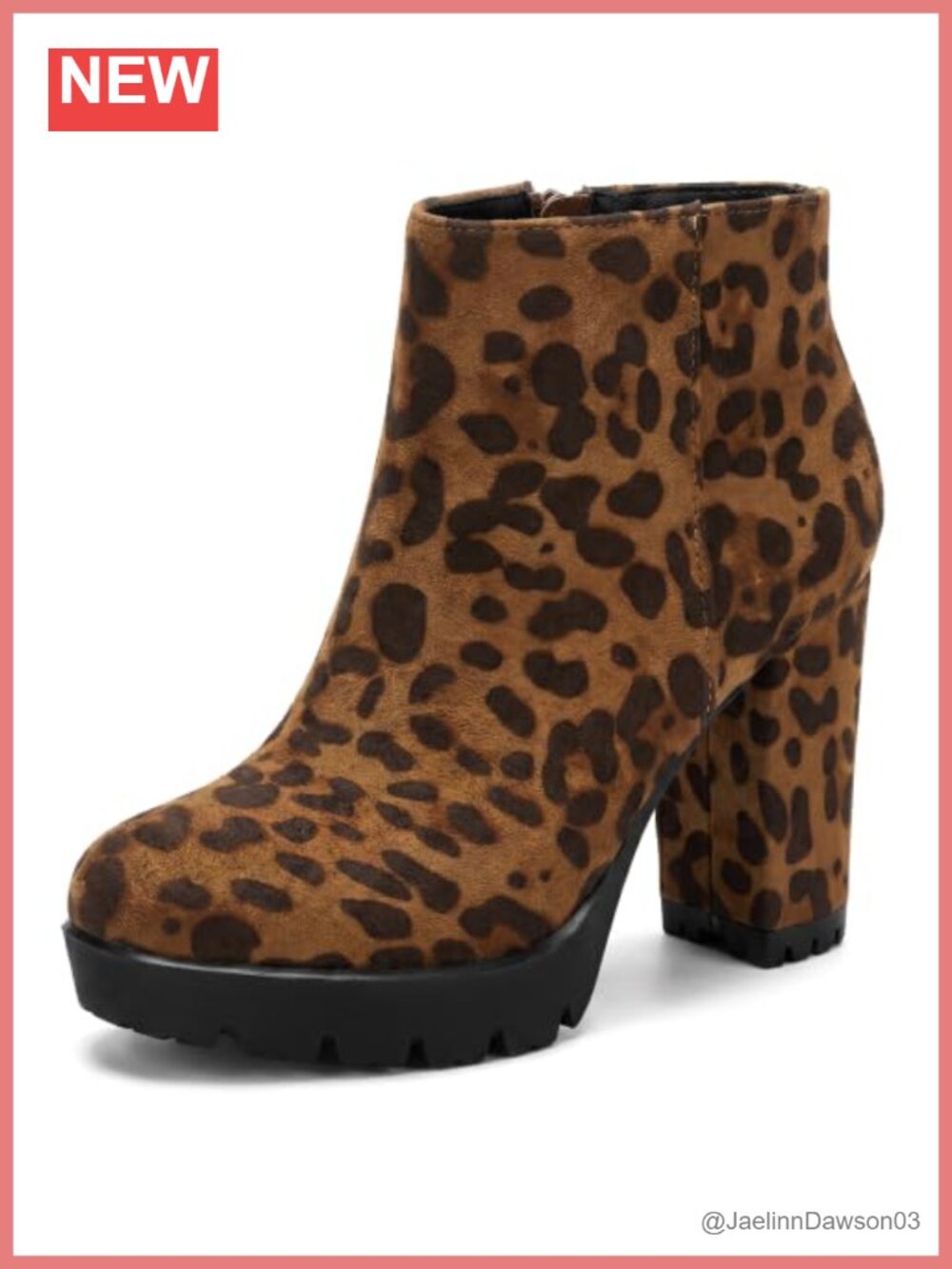 Faux Suede Ankle Boots Block Heel Lug Sole Platform Side Zip Round Toe Womens